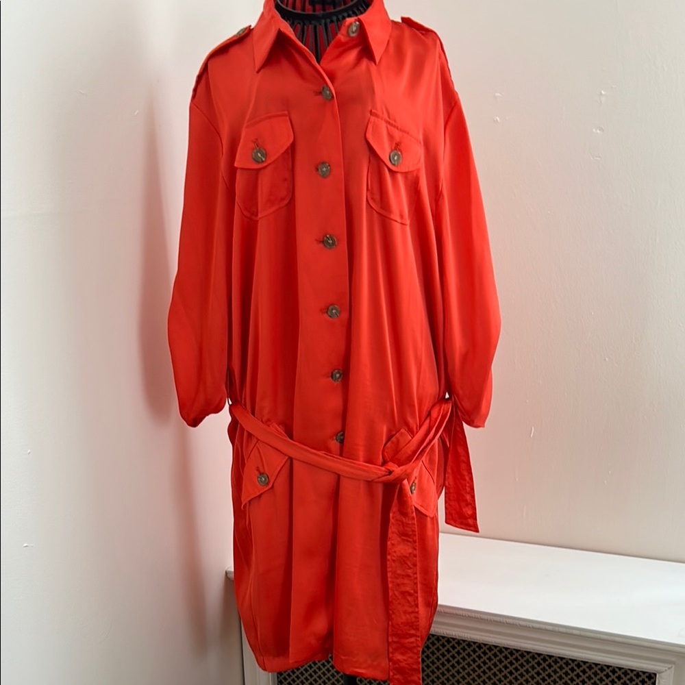 Vince Camuto orange dress w/ slip 14 like new